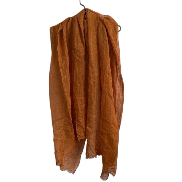 Zara Linen Scarf Deep Orange NWT - Picture 7 of 9